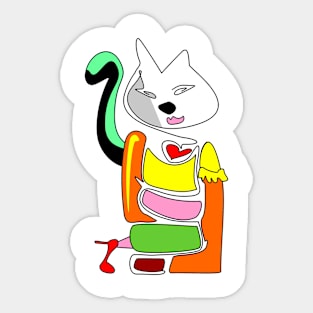 Cat in artistic color Sticker